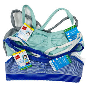 4pcs Medium Hanes Girls Cross Racer Back Wireless Bandini Bra Multicolor